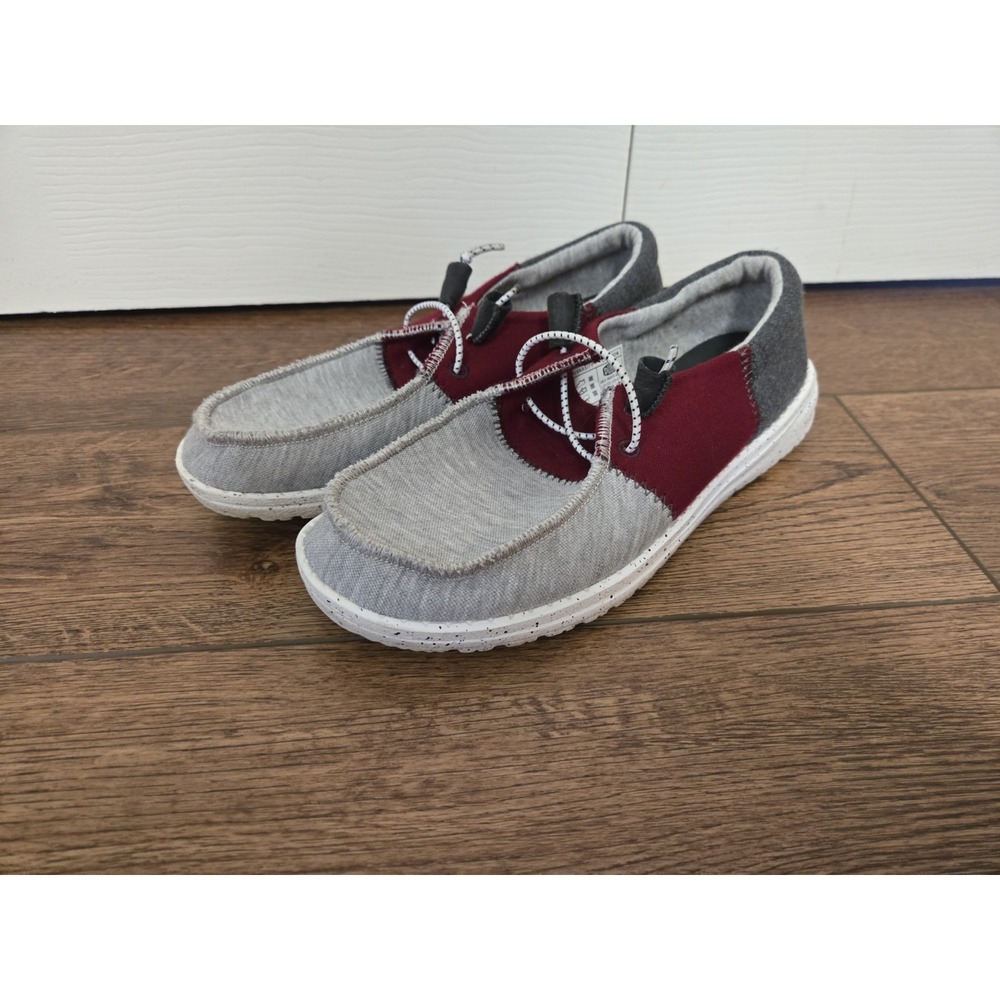 Hey Dude Wendy Tri Varsity Crimson Slip On Loafers Women's Size 7 Red Gray